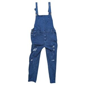 XXL Blue Denim Jean Overalls Distressed Women's Pants